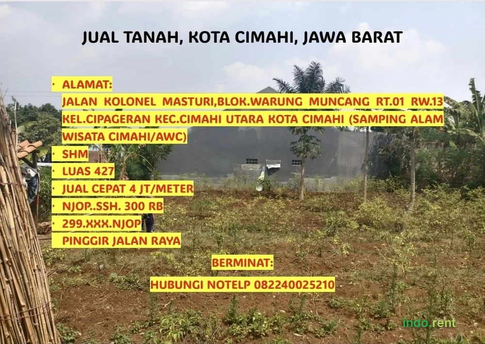 JUAL TANAH KAVLING DI KOTA CIMAHI, JAWA BARAT