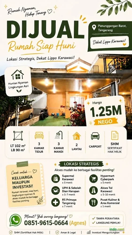 DIJUAL CEPAT - Rumah di Lippo Karawaci Utara, Taman Singosari