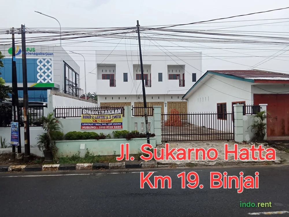 Disewakan Ruko 3 pintu lokasi strategis pinggir jalan Medan-Binjai