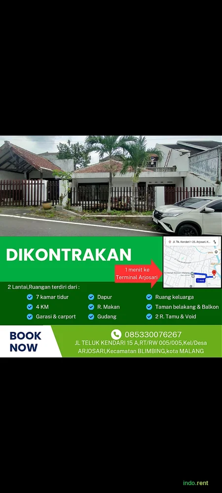Disewakan rumah/homestay/kos2an/kantor belimbing malang