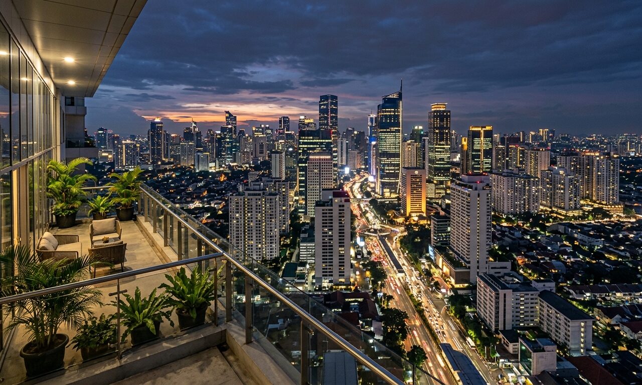 Modern city skyline in Indonesia